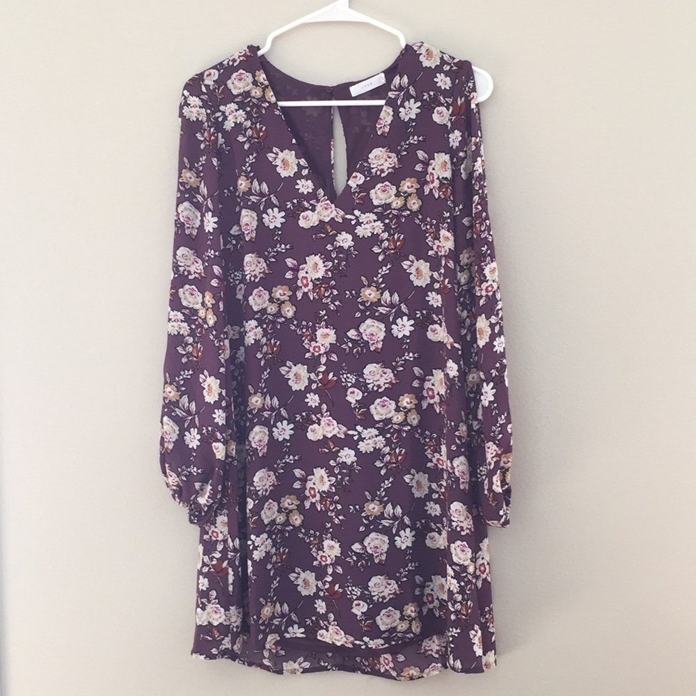 Purple floral open sleeve dress